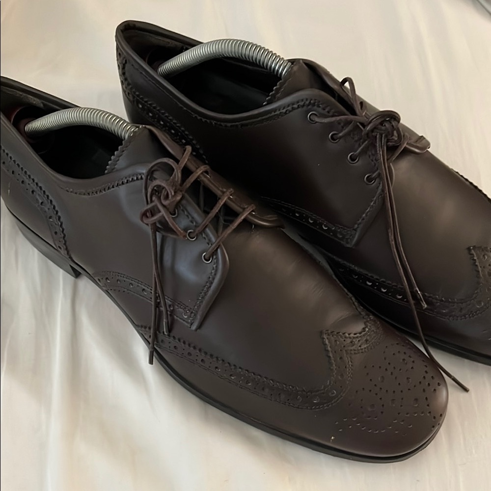 Miu Miu Brown Oxford Shoes with Classic Broguing